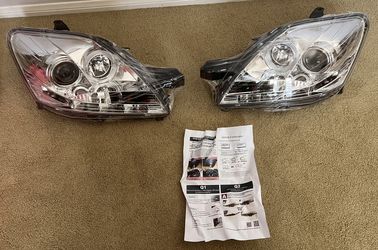 for 2007-2011 Toyota Yaris Sedan LED DRL Black Housing Projector Headlights SET