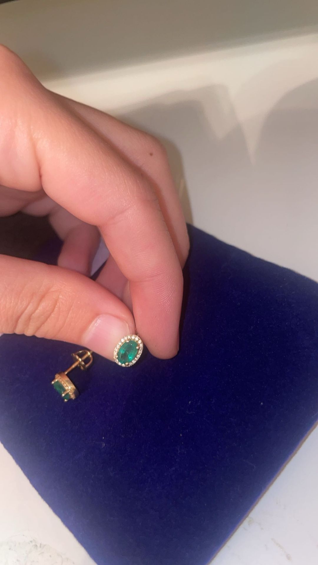 10k gold Emerald and Diamond Earrings