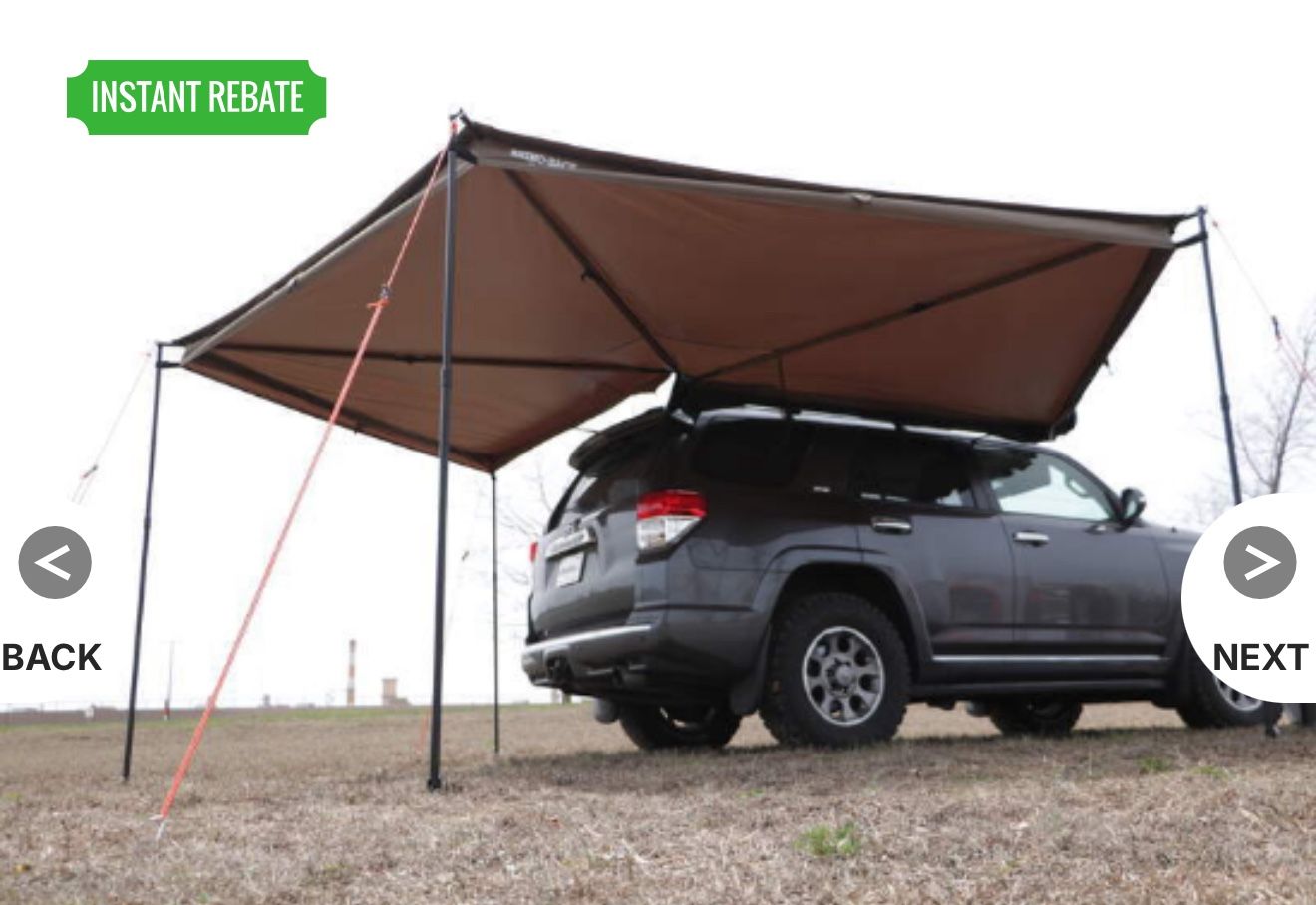 Rhino-Rack Batwing Awning - Roof Rack Mount - Bolt On - Passenger's Side - 118 Sq Ft