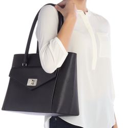 Kate Spade Halsey Post Street Black Leather Tote