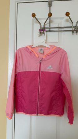 Girl’s Adidas Climastorm Hooded Windbreaker Jacket Size 116