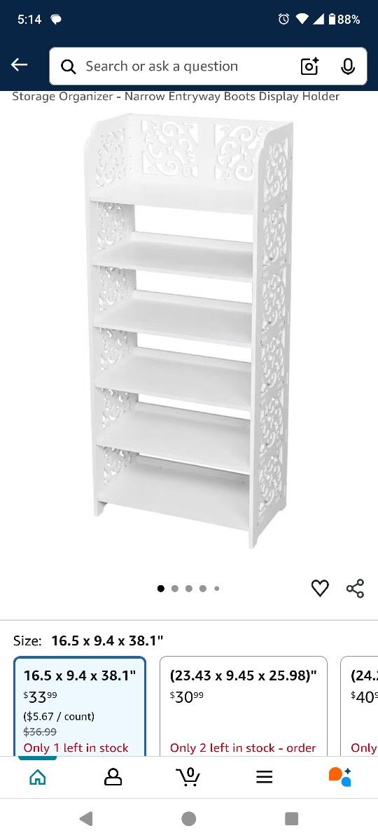 6-Tier White Hollow Carved Shoe Rack - Wood-Plastic Board Storage Organizer - Narrow Entryway Boots Display Holder