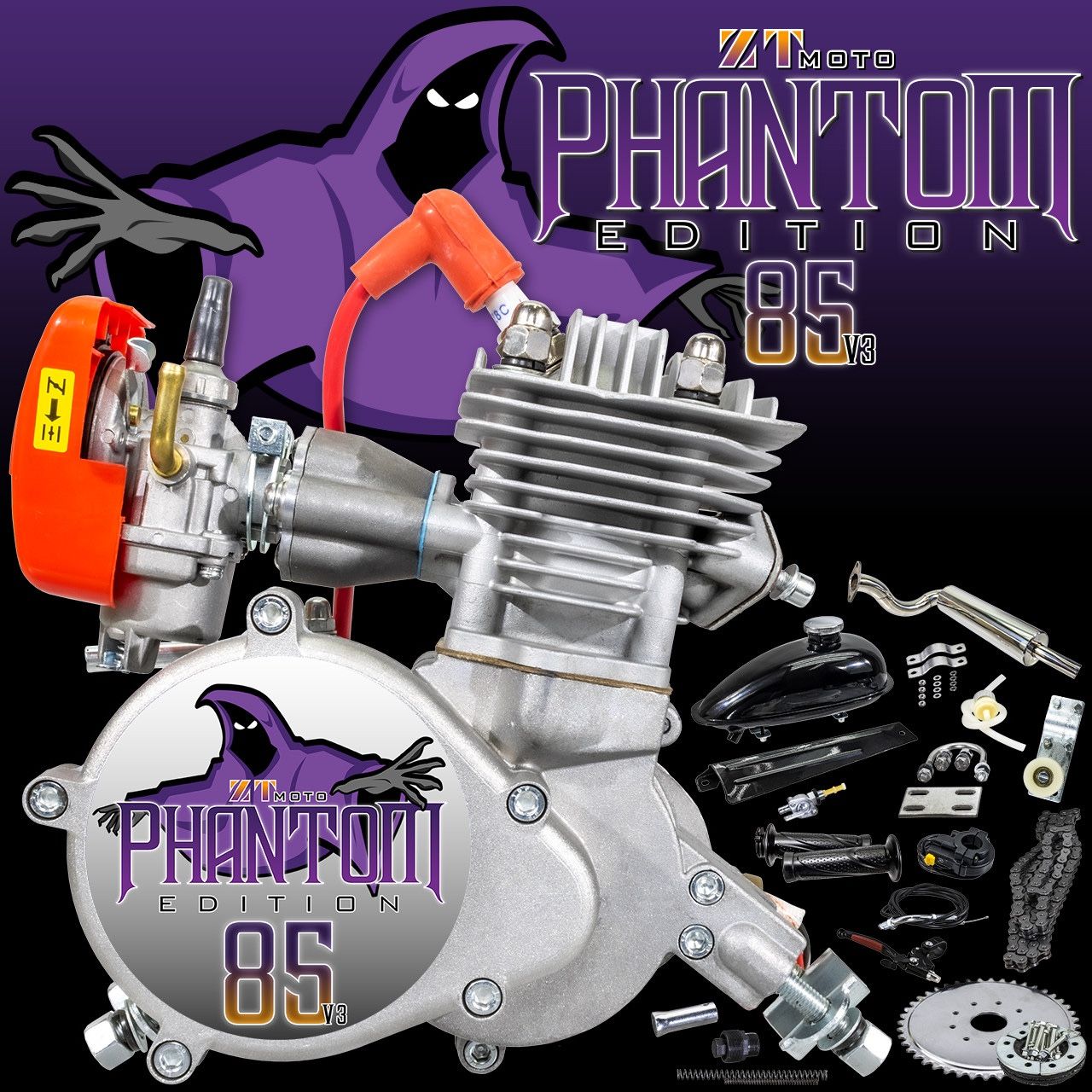 ZTMoto Phantom 85 V3 Motorized Bicycle Kit Most Powerful Gasbike Engine Kit!