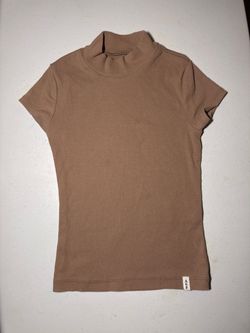 Abercrombie Kids Girls Brown Ribbed Short Sleeve Mock Neck Top Size 5/6