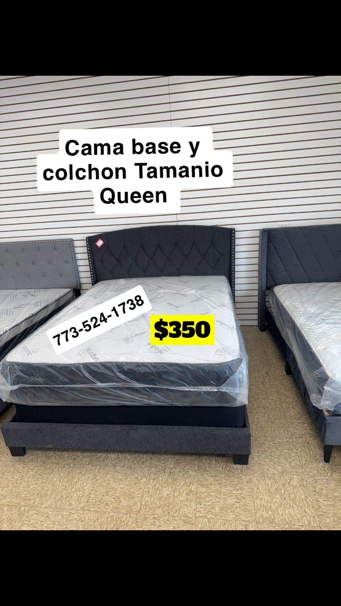 Queen Size Bed Headboard Frame Mattress And Box Spring All Included Brand New Furniture Yes We Deliver