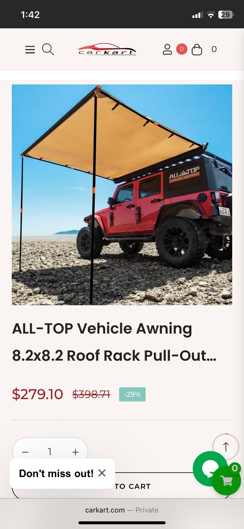 All TOP 6.6ft x 8.2ft vehicle awning