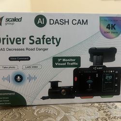 Scaled AI Dashcam,FALCONSE4K, 4K Dash Cam Front and Rear, 7 ADAS Functions, 10 Voice Commands, Free APP, Free 64G SD Card, Car Dash Camera with GPS/Wi