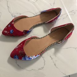 Flat Slip On Shoes Red Size 8