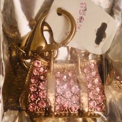 SPARKLING PINK RHINESTONE PURSE VINTAGE KEY CHAIN BRAND NEW!