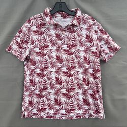 Banana Republic Floral Red White Polo Shirt Mens Size M Slim Fit Pique 