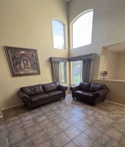 2-Piece Leather Sofa & Loveseat Set