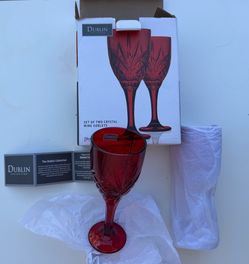 Rare to Find New Dublin Red Crystal Wine/Water/Ice Cream Goblets - Great Gift Idea! Still in Wrap!