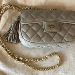 Al &Phil Paris Vintage Grey Quilted Leather Shoulder Bag