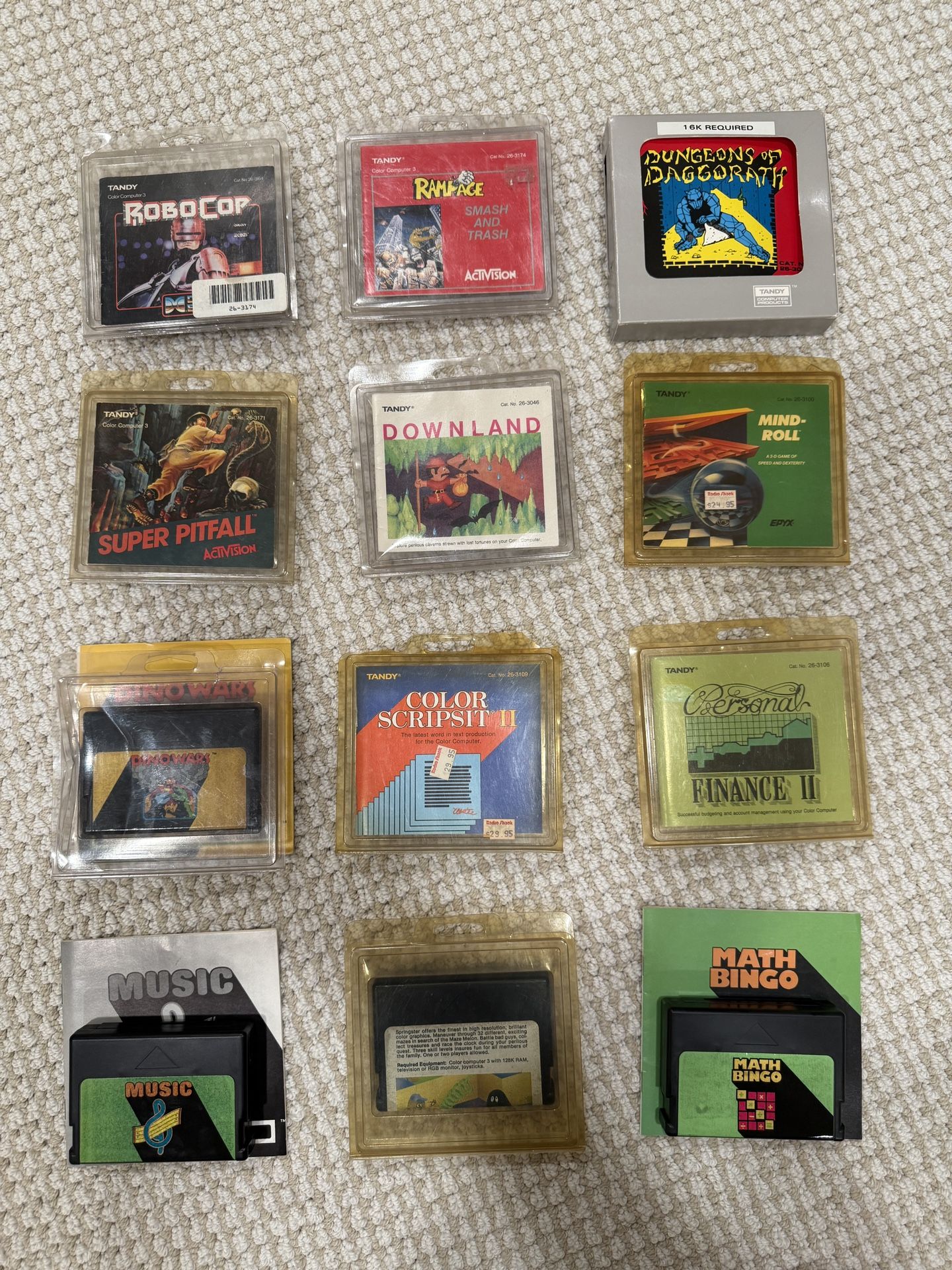1980’s TRS-80 Tandy Color Computer 12 Game Lot- Robocop, Rampage, Dungeons Of Daggorath