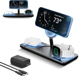 Nimble Podium 3-in-1 Wireless Charging Station, 25W charging Magsafe Charger Stand w/ Adapter
