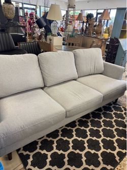 Gray 3-Seater Sofa, featuring a structured, modern design with block legs - 85”