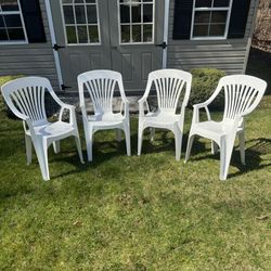 High Back Stackable Chairs - White - Quantity 4