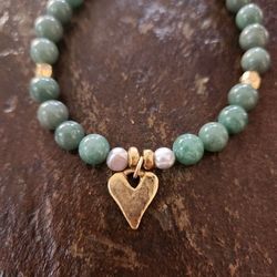 Jade Pearl Heart of Gold Bracelet