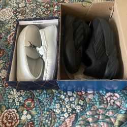 Kids size 2 Adidas And Dress Shoes Both Only Wore Once Selling Both Together For 30.00