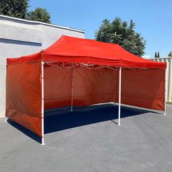 $225 (New in Box) Heavy-duty black 10x20 ft canopy with (4 sidewalls) ez pop up outdoor party tent w/ carry bag