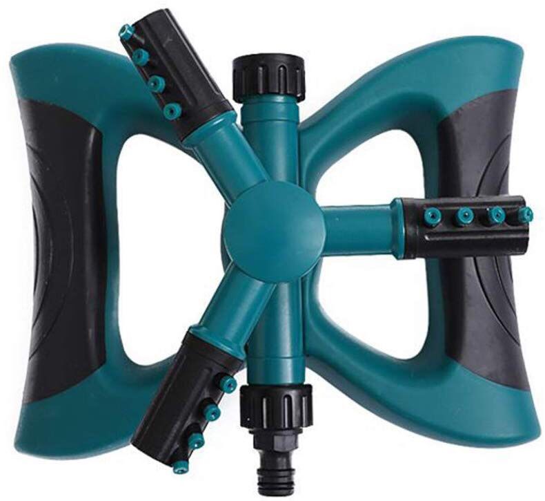 RLQ Lawn Sprinkler 3 Arm with Impact Sprinkler, Portable Automatic 360 Degree Rotating, Adjustable Large Area, for Garden Water Sprinkler Lawn Irriga