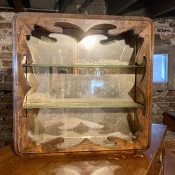 Outsider Art Hand carved Mirror Curio Shelf - Arts & Crafts 