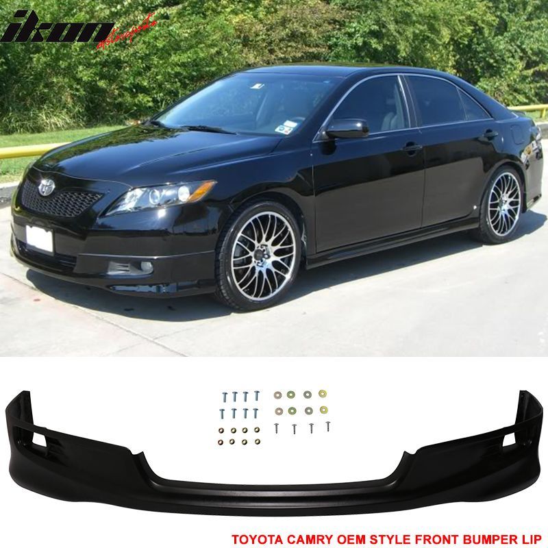 Fits 2007-2009 Toyota Camry Unpainted Black OE Factory SE Style Front Bumper Lip PU