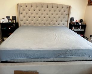 King tufted bed frame