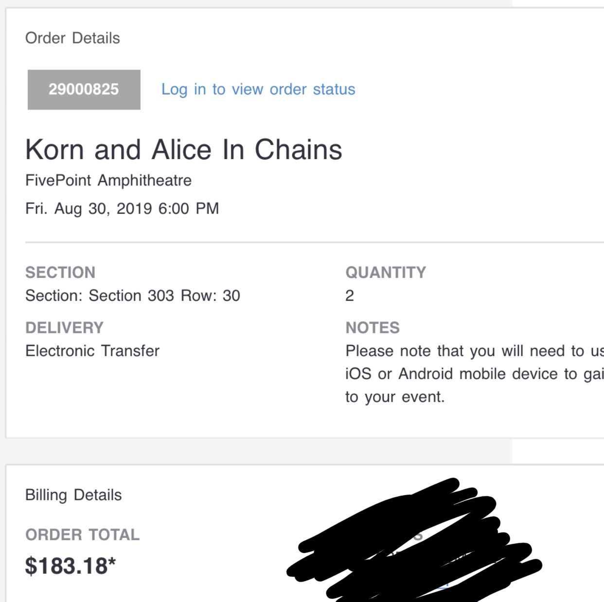 Two korn tickets