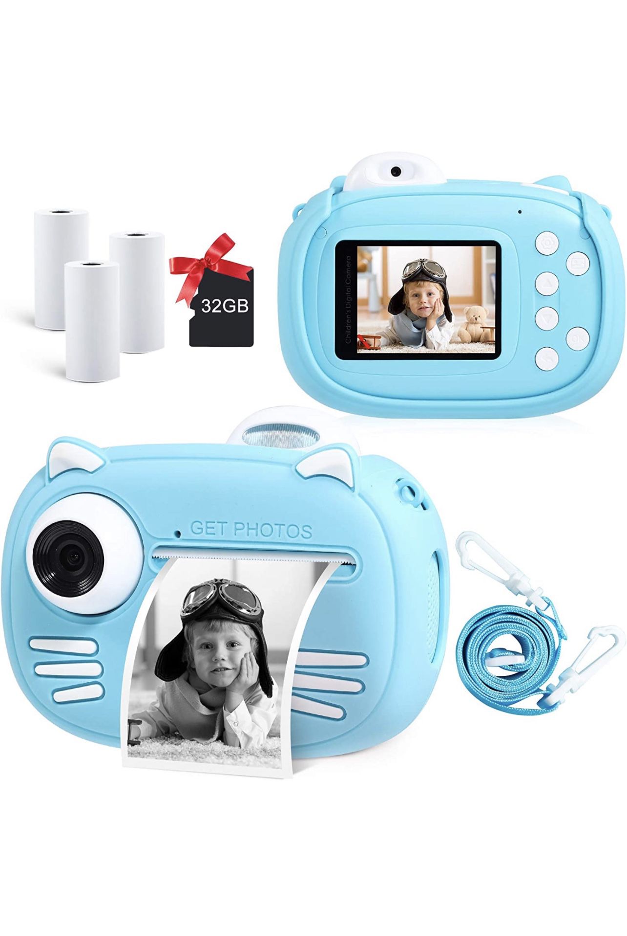 Instant Camera for Kids Camera for Boys 40MP Digital Camera for Kids Selfie Video Camera with Print Paper, 2.4" Screen Toddler Camera Children Toy Cam