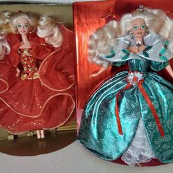 1993 And 1995 Happy Holidays Special Addition Barbie