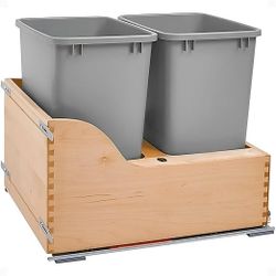Rev A Shelf Dual 35 Qt Pull-out Trash Cans - Natural Maple Wood Frame