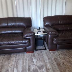 Two Leather Sofas 