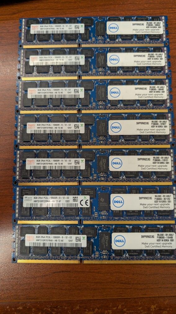 Server Memory 8GB 2Rx4 PC3L-10600R RAM