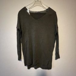 Cotton On, Women’s Green 3/4 Sleeve Boat Neck Vertical Stitch Sweater, Size XS