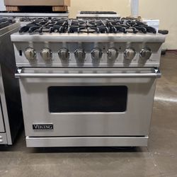 Viking 36”Wide Dual Fuel Range Stove 6Burners In Stainless Steel 