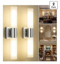 Wall Sconces Set of Two, Modern 21" Vanity, Brushed Nickel
