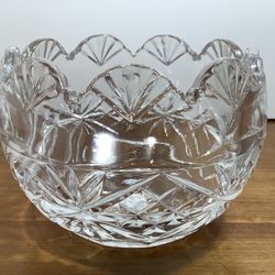 VINTAGE BOHEMIAN CRYSTAL ORNATE ROSE BOWL