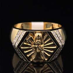 10KT Yellow Gold Santa Muerte Diamond Ring 7.00g .25CTW Size 10 182253/6 