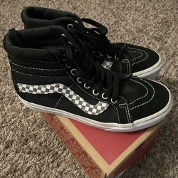 Size 5Y - Black And White Vans High Tops 