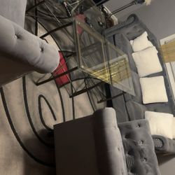 Sofa Set Plus Three Clear Glass Tables 