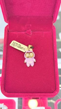 14kt Labubu Purple Enamel CZs Pendant 2.7g