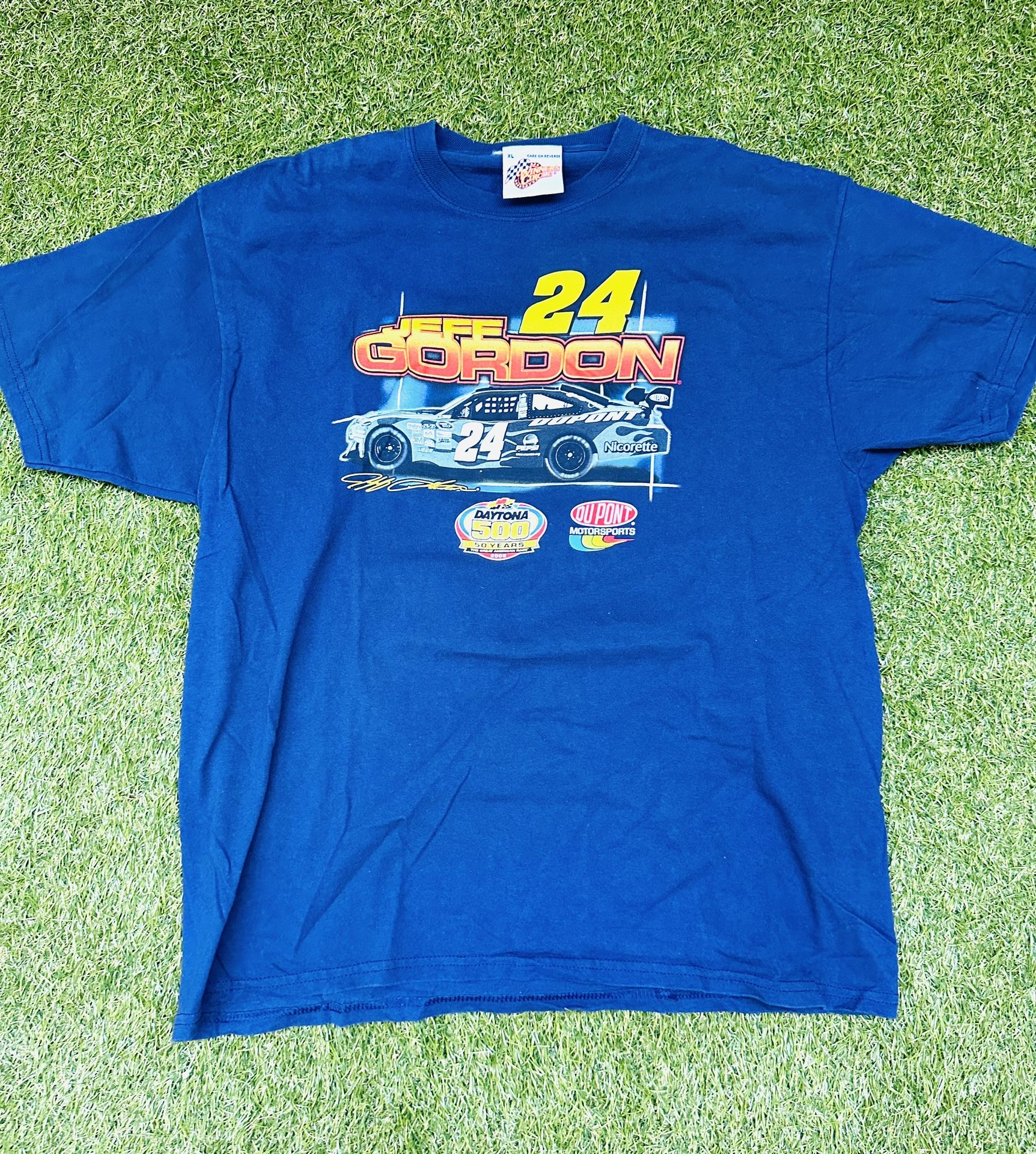 Nascar Jeff Gordon Shirt Mens XL 2-Sided Graphic Racing 24 Y2K Navy Blue