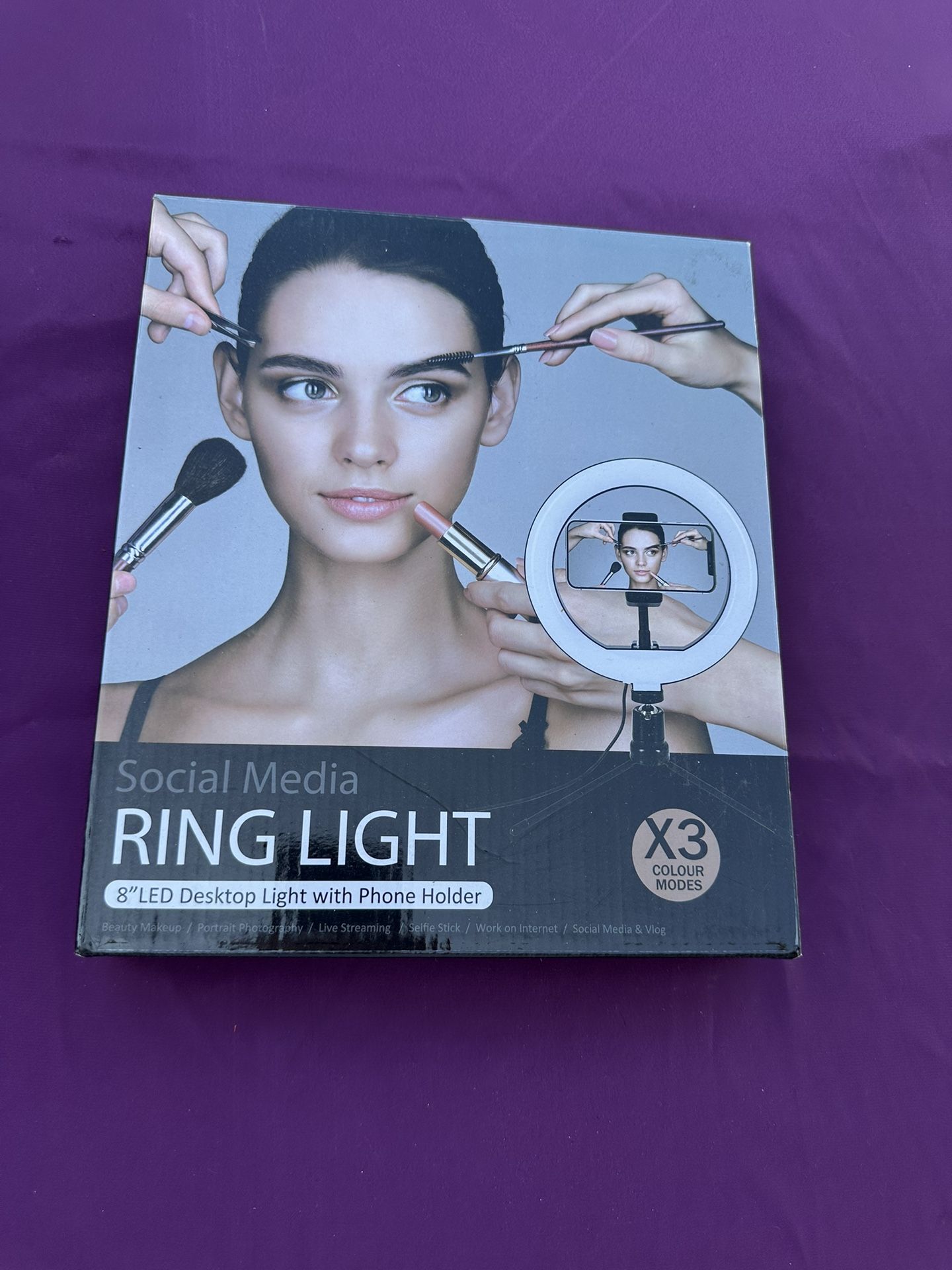 8" Selfie Ring Light w/ Cell Phone Holder for Live Streams/TikTok