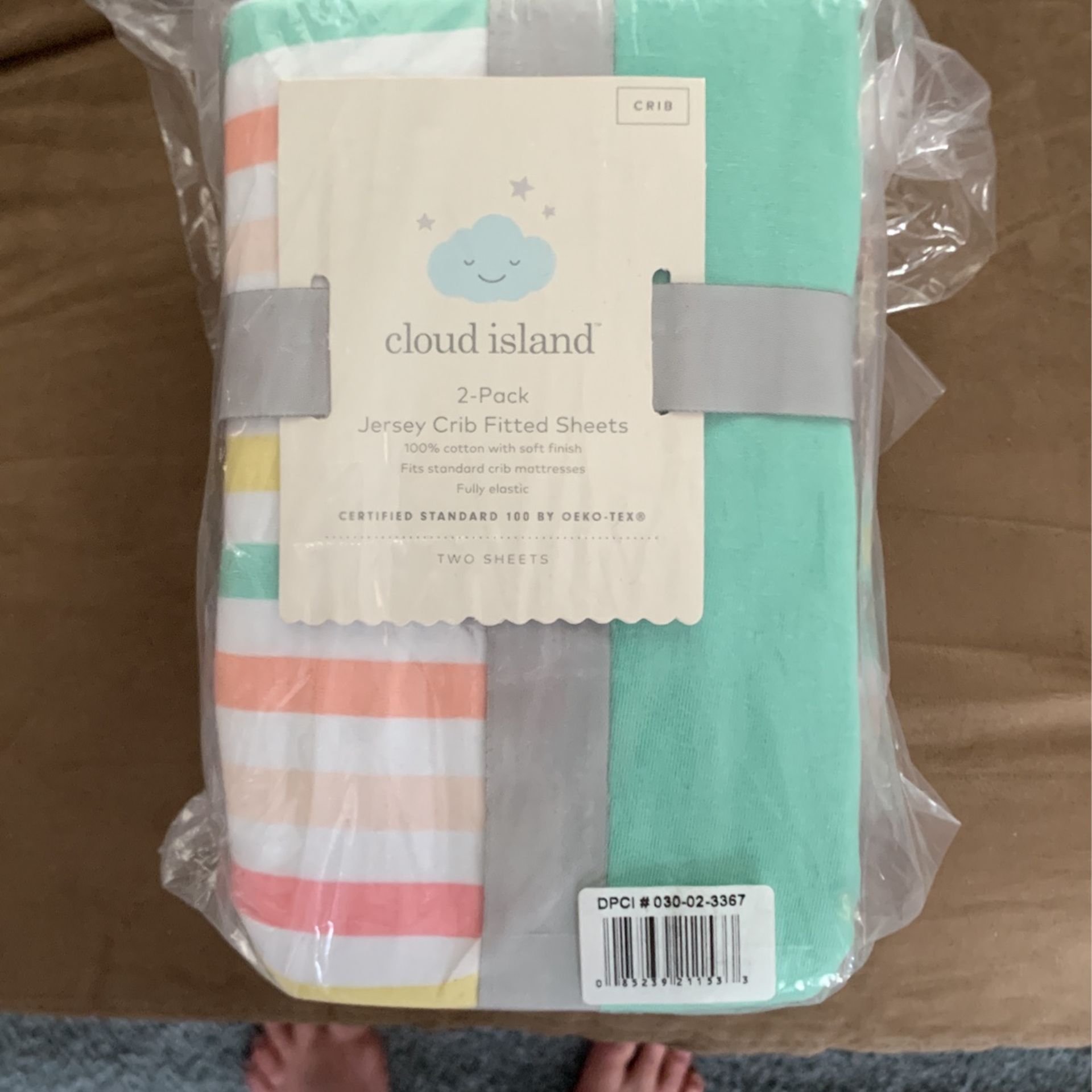 New 2pack Cloud Island Jersey Crib Sheets