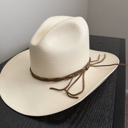 Stetson Straw Cowboy Hat – 7 1/4 – Clean – Leather Band