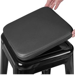 8 Faux Leather Bar Stool Cushions - Black