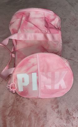 Pink duffle bag