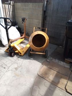 Palet Jack and cement mixer