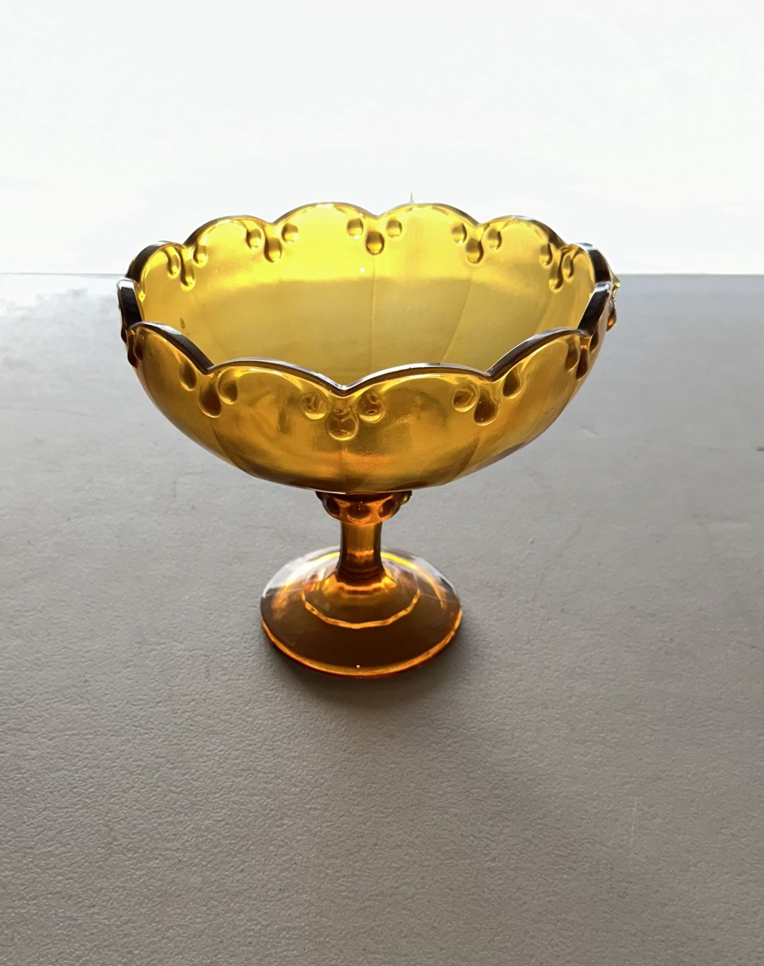 Teardrop Garland Vintage Amber Pedestal Bowl!!